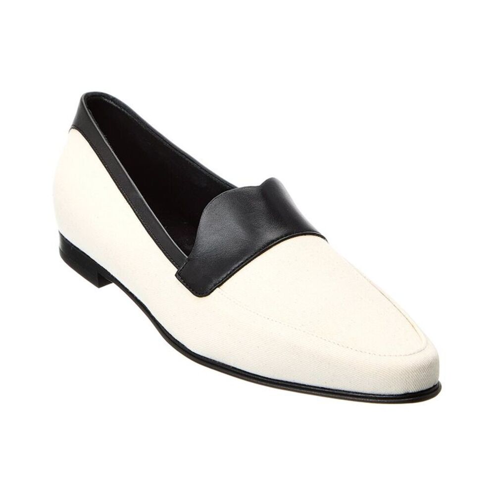 Khaite The Pippen Canvas & Leather Loafer, White